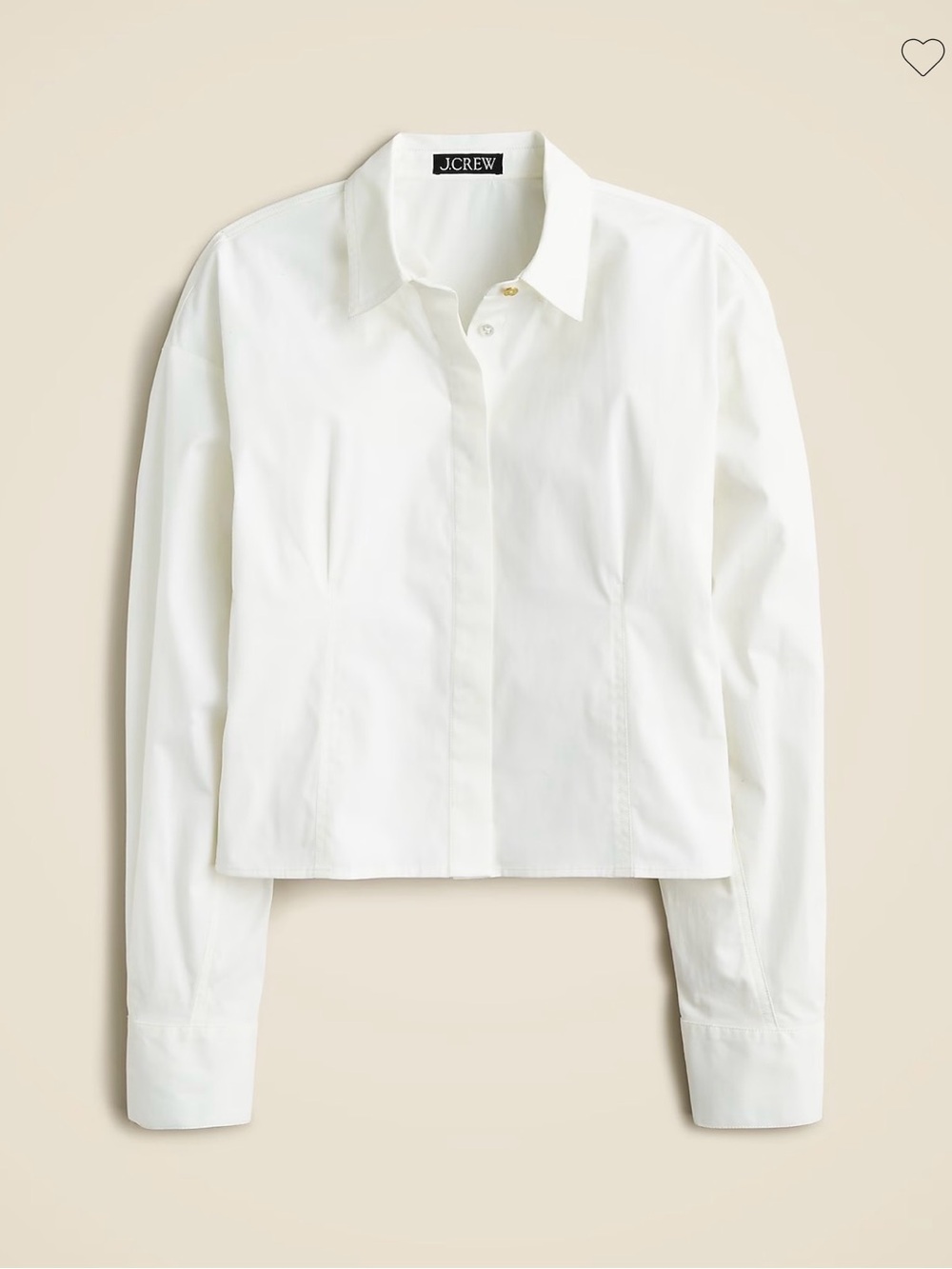 J. Crew White Cropped Button-Down Shirt